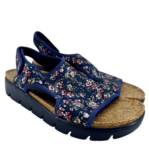 Alegria Micah Sandals Dream Fit Floral Knit Back Strap Blue 11 - Picture 2 of 7